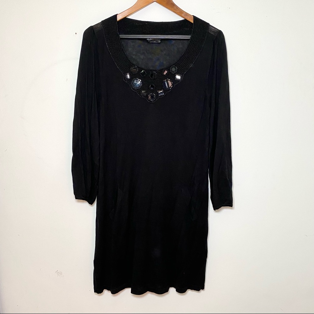 BCBG MaxAzria Black Embellished Sweater Dress